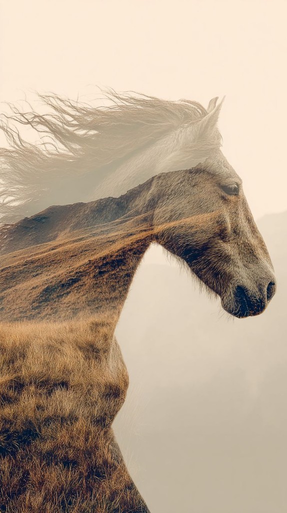A horse in profile, the country held within it