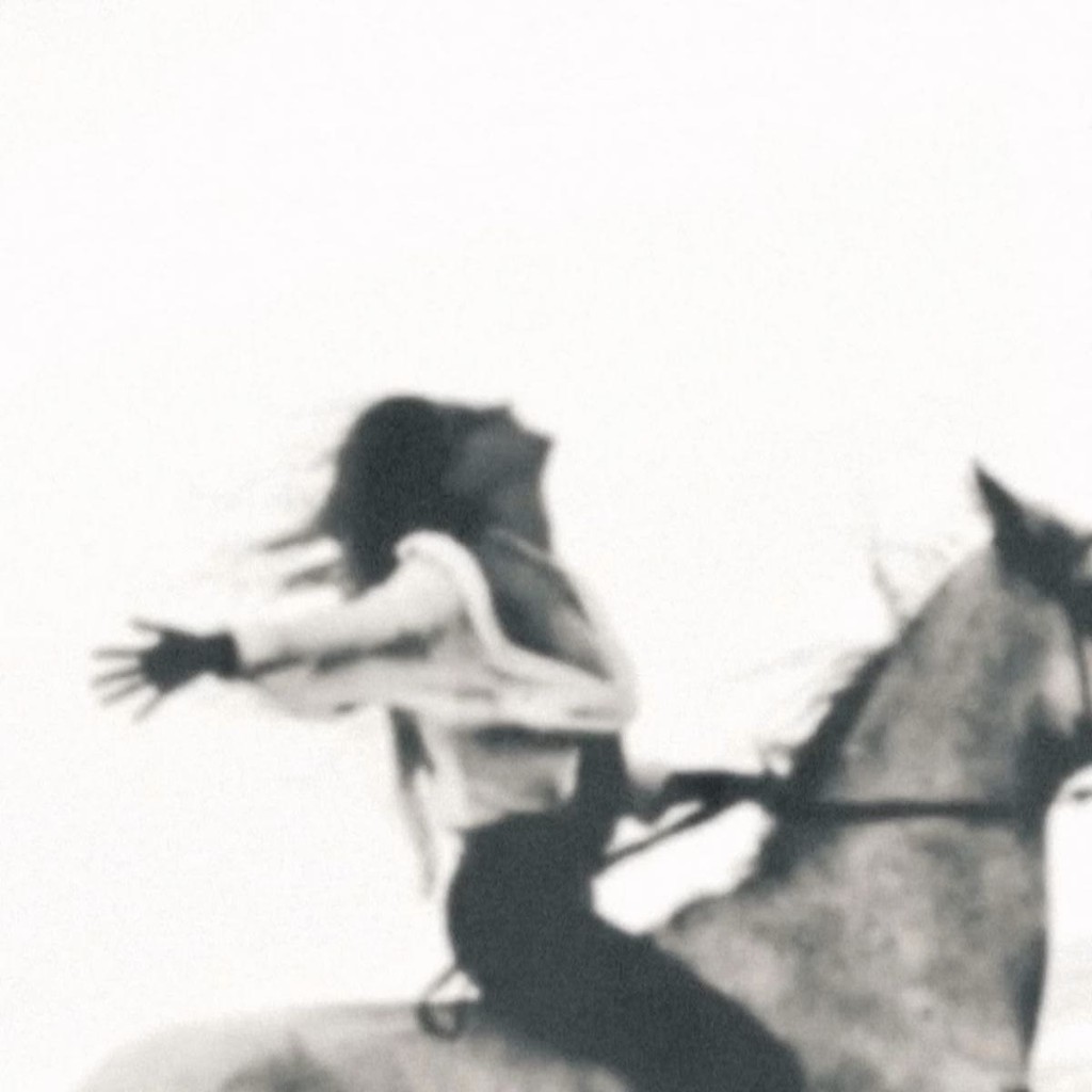 A rider with arms open in the field